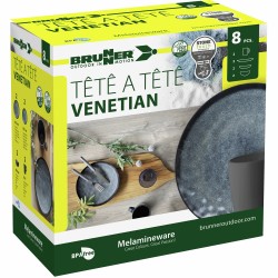 PACK VAISSELLE TETE A TETE VENETIAN 8 PIECES MELAMINE ANTIGLISSE BRUNNER