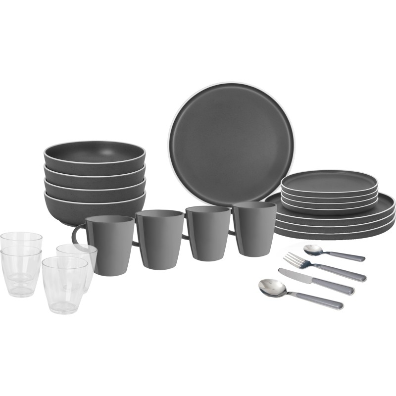 PACK VAISSELLE ALL INCLUSIVE DANS BOX DOLOMIT GRIS 36 PIECES STONE TOUCH ANTIGLISSE BRUNNER