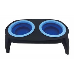 GAMELLES DOUBLE RETRACTABLES SUR SUPPORT POUR ANIMAUX 500 ML - PET
