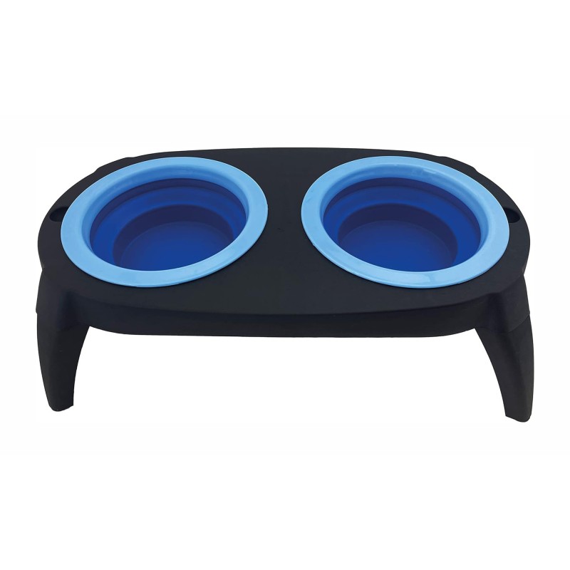 GAMELLES DOUBLE RETRACTABLES SUR SUPPORT POUR ANIMAUX 500 ML - PET