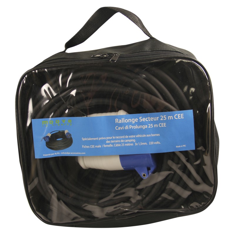 RALLONGE 220V - P17 BORNE CAMPING 15 METRES 3x1,5