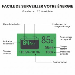 Moniteur de batterie 500 A avec shunt et câbles - RENOGY Moniteur de batterie 500 A avec shunt et câbles - RENOGY