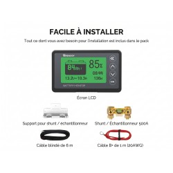 Moniteur de batterie 500 A avec shunt et câbles - RENOGY Moniteur de batterie 500 A avec shunt et câbles - RENOGY