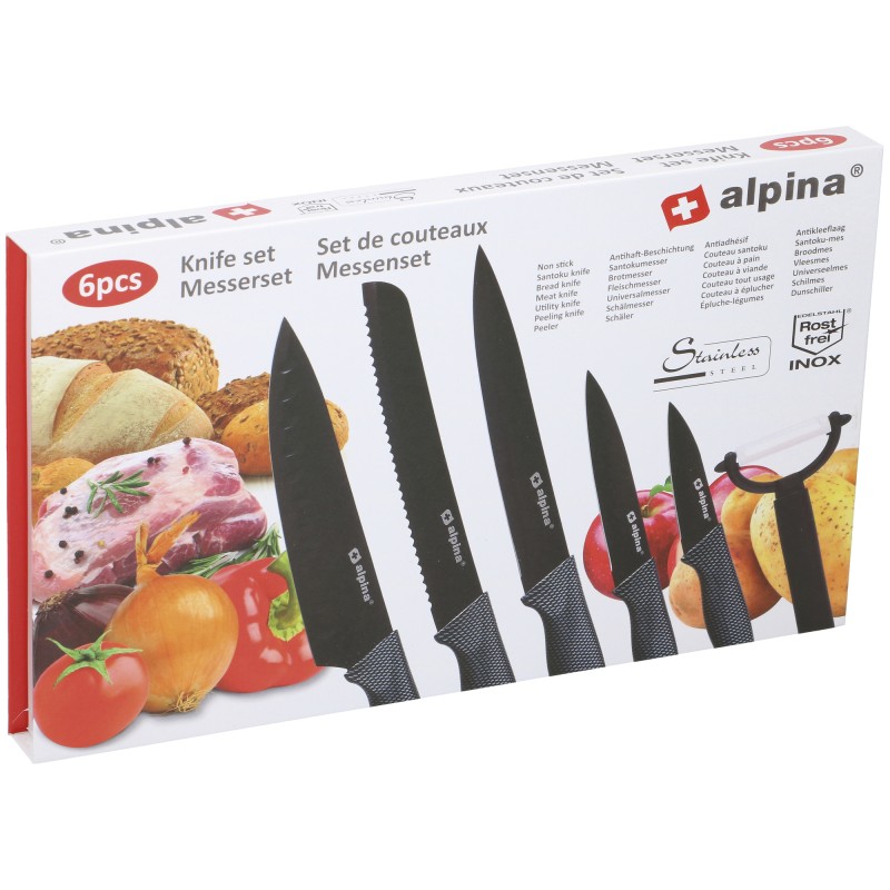COFFRET DE 6 COUTEAUX ANTIADHESIFS LUXE