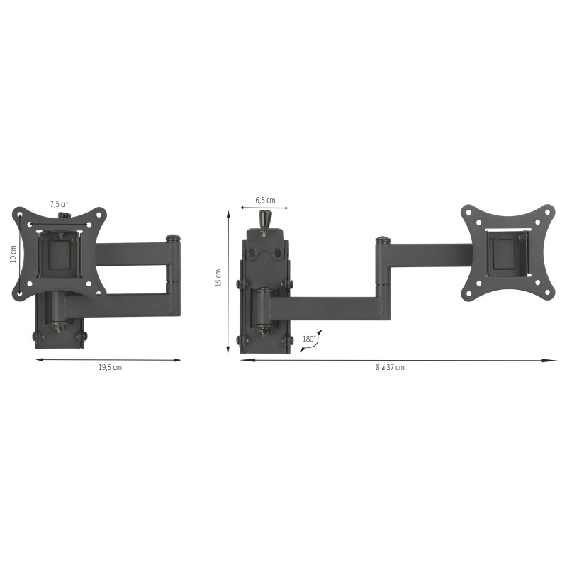 SUPPORT TV 2 BRAS 23,5 CM