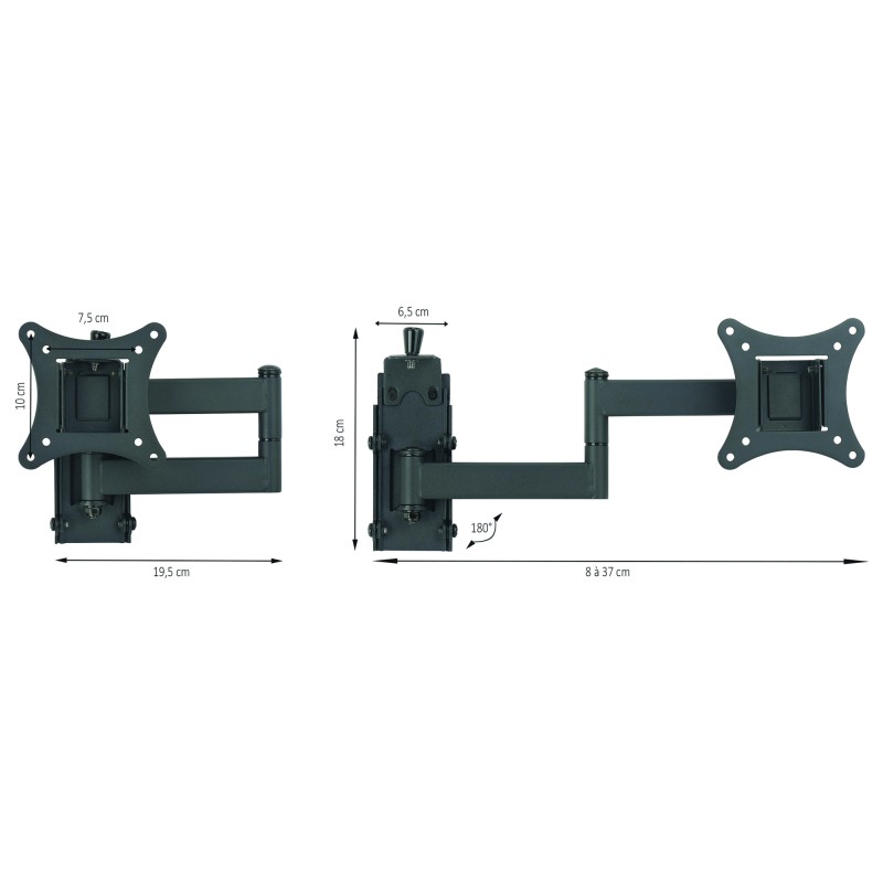 SUPPORT TV 2 BRAS 23,5 CM