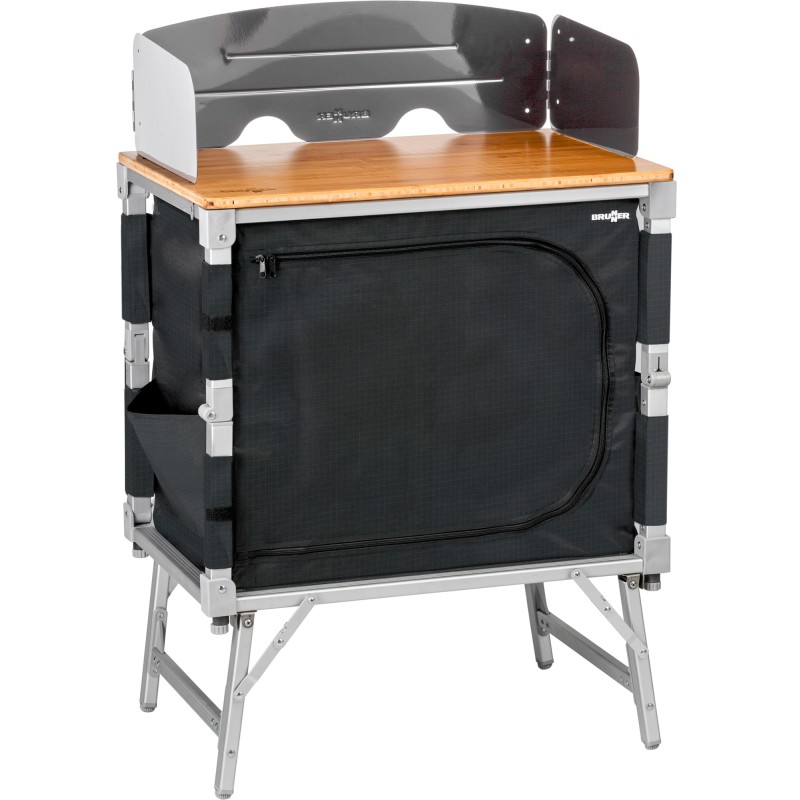 MEUBLE DE CUISINE CUBE AZABACHE 2 ETAGERES PARE-FEU AVEC PIEDS NOIR BRUNNER