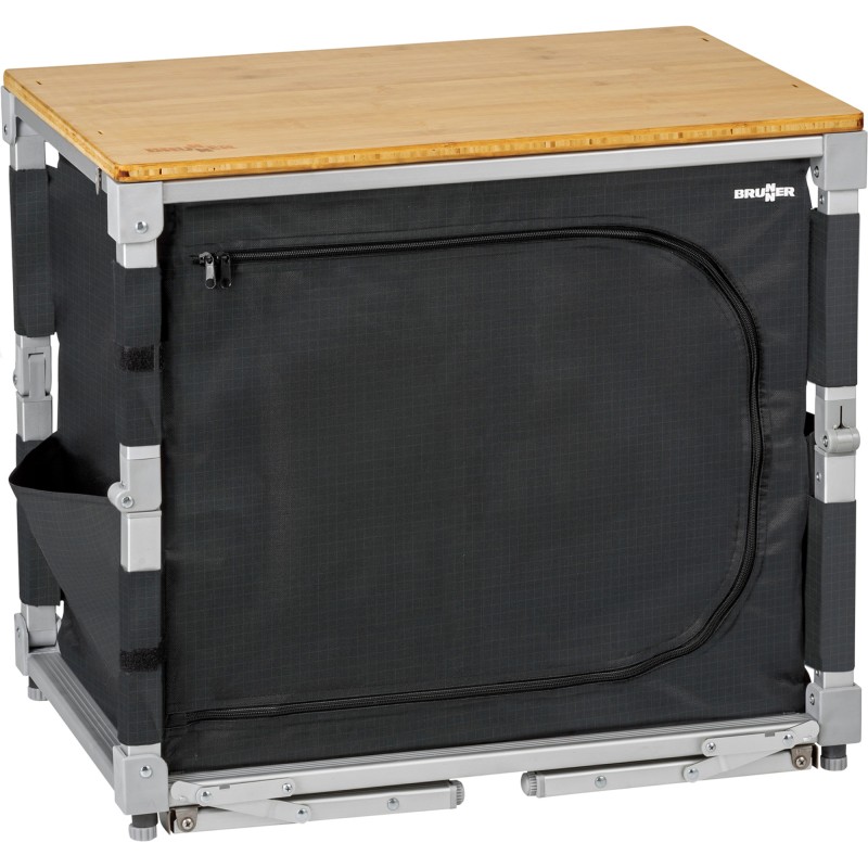 MEUBLE DE CUISINE CUBE AZABACHE 2 ETAGERES PARE-FEU AVEC PIEDS NOIR BRUNNER