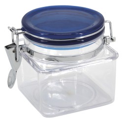POT HERMETIQUE CARRE COUVERCLE BLEU 0,8L
