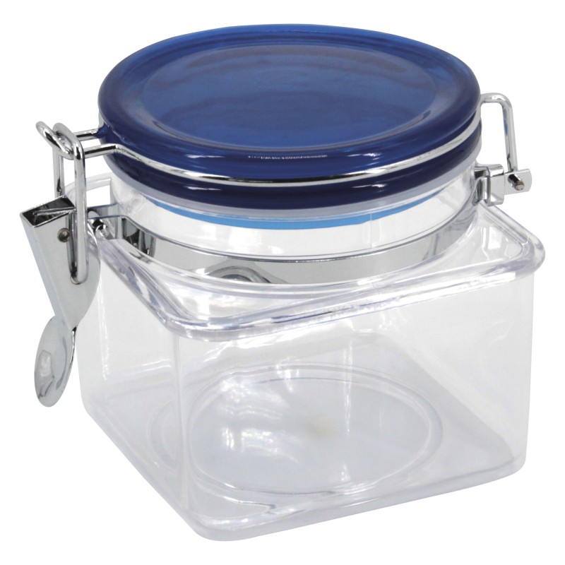 POT HERMETIQUE CARRE COUVERCLE BLEU 0,8L