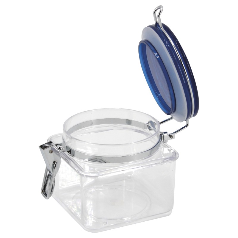 POT HERMETIQUE CARRE COUVERCLE BLEU 0,8L