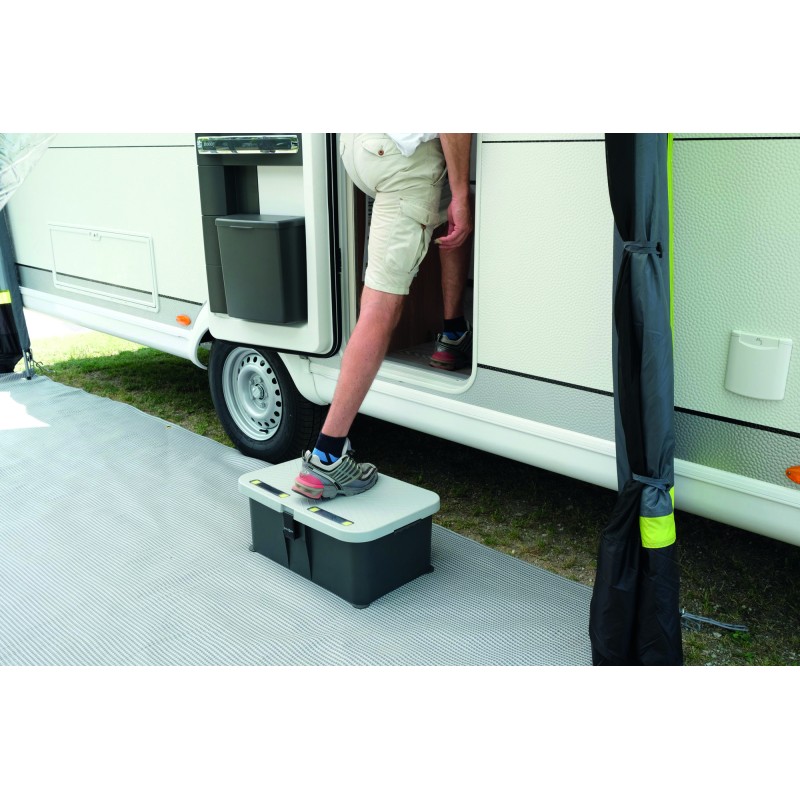 MARCHEPIED COFFRE ETANCHE AVEC ECLAIRAGE BOXSTEP GRIS BRUNNER