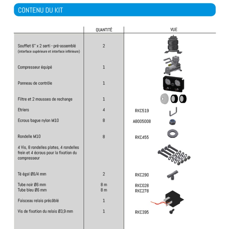 KIT RENFORT SUSPENSIONS DUCATO APRÈS 2006 X250 AVEC FREINS PARKING ÉLECTRIQUE