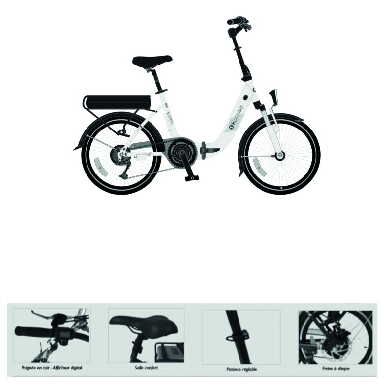 VELO ELECTRIQUE PLIANT KOONEKT 13 AH BLANC