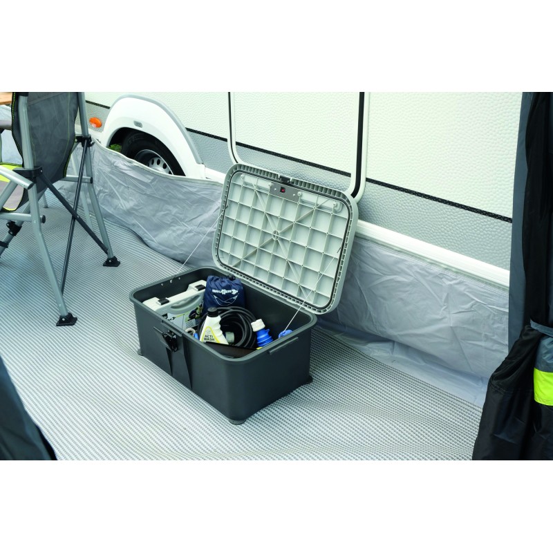 MARCHEPIED COFFRE ETANCHE AVEC ECLAIRAGE BOXSTEP GRIS BRUNNER