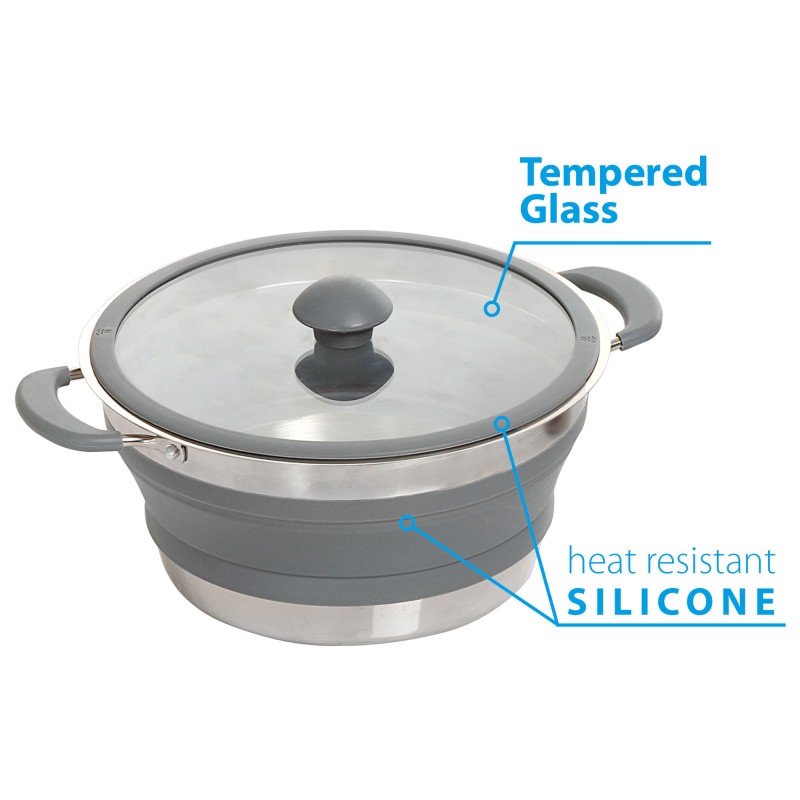 FAIT-TOUT PLIABLE VOLCANO FOLD-AWAY EN SILICONE ET INOX Ø 24 CM BRUNNER