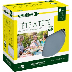 PACK VAISSELLE TETE A TETE DOLOMIT BLEU 8 PIECES STONE TOUCH ANTIGLISSE BRUNNER