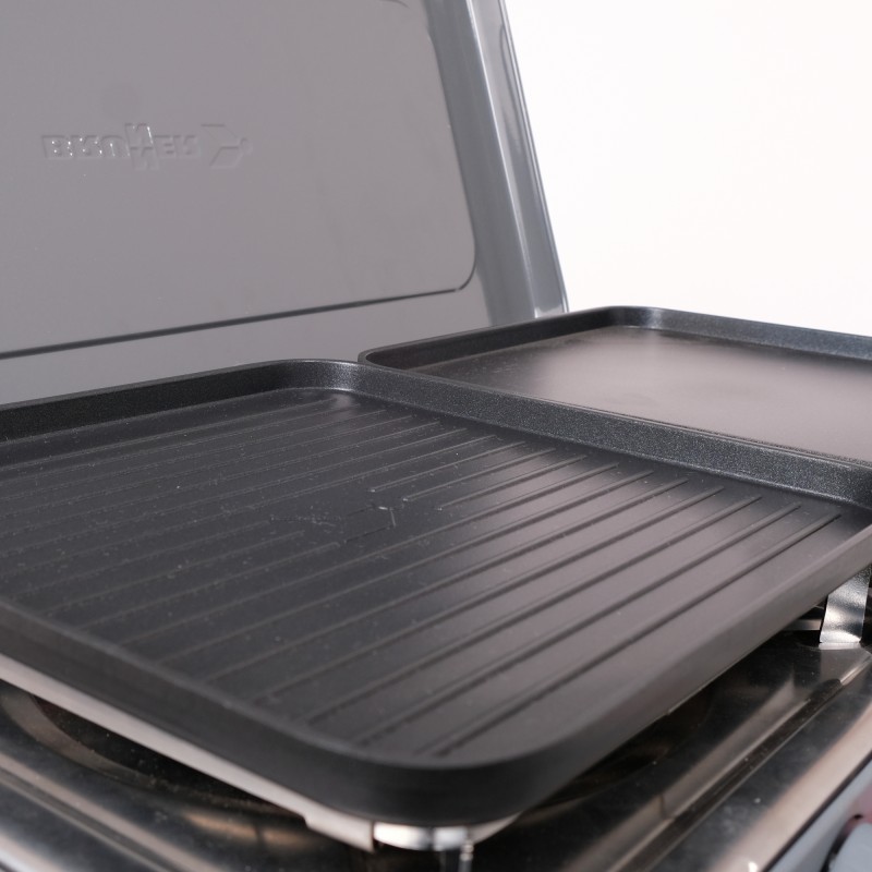 RECHAUD A GAZ DOUBLE AVEC PIEDS DEVIL KOOKMASTER 30mBAR NOIR GRIS BRUNNER