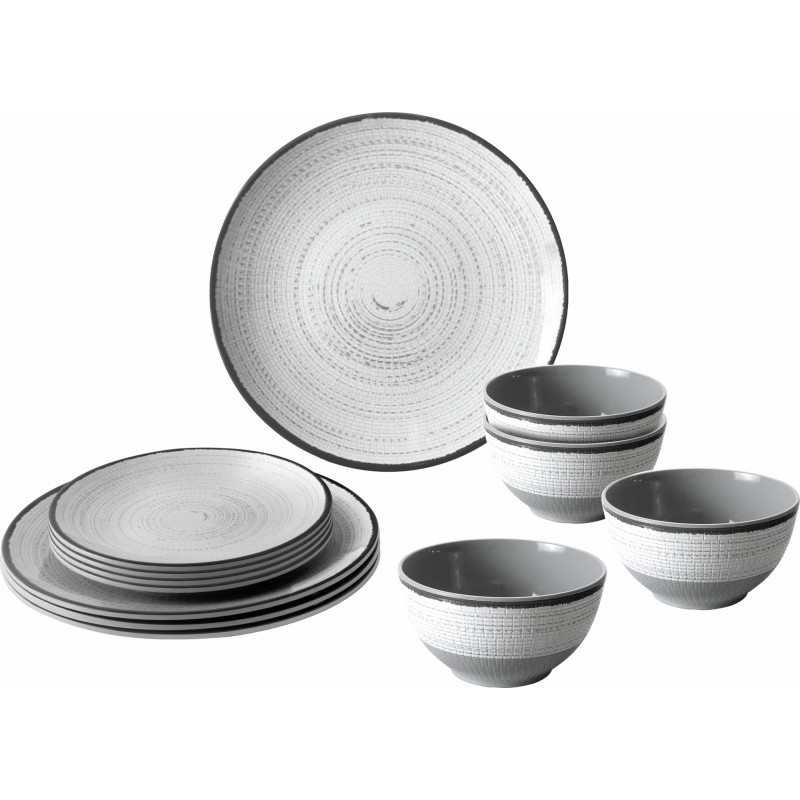 PACK VAISSELLE MIDDAY TIVOLI 12 PIECES MELAMINE ANTIGLISSE BRUNNER
