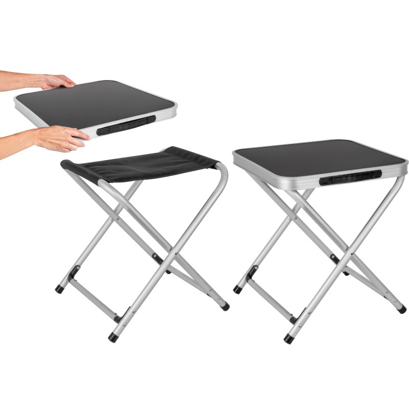 PLATEAU + TABOURET PLIANT HOGGY SET ALU AVEC SAC 40 X 40 X 43 CM BRUNNER