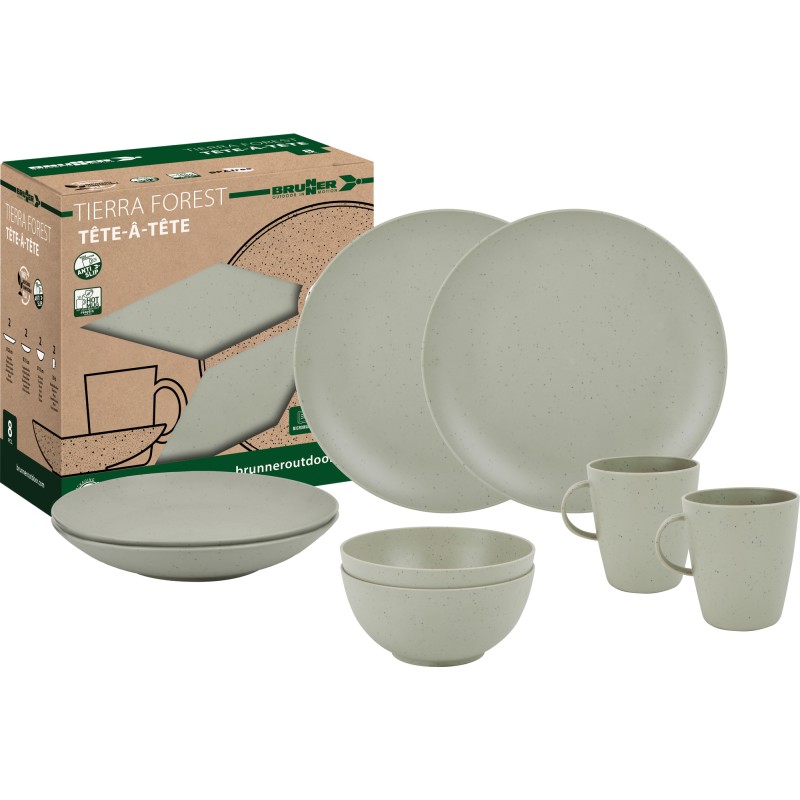 PACK VAISSELLE ECOLOGIQUE TETE A TETE TIERRA FOREST 8 PIECES BRUNNER