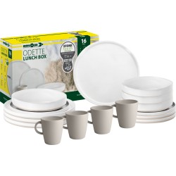 PACK VAISSELLE LUNCH BOX ODETTE BLANC 16 PIECES STONE TOUCH ANTIGLISSE BRUNNER