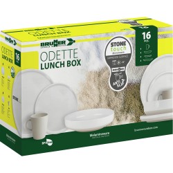 PACK VAISSELLE LUNCH BOX ODETTE BLANC 16 PIECES STONE TOUCH ANTIGLISSE BRUNNER
