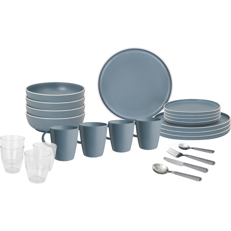 PACK VAISSELLE ALL INCLUSIVE DANS BOX DOLOMIT BLEU 36 PIECES STONE TOUCH ANTIGLISSE BRUNNER