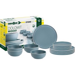 PACK VAISSELLE MIDDAY DOLOMIT BLEU 12 PIECES STONE TOUCH ANTIGLISSE BRUNNER