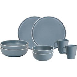 PACK VAISSELLE TETE A TETE DOLOMIT BLEU 8 PIECES STONE TOUCH ANTIGLISSE BRUNNER