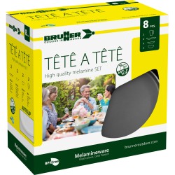PACK VAISSELLE TETE A TETE DOLOMIT GRIS 8 PIECES STONE TOUCH ANTIGLISSE BRUNNER