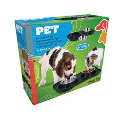 GAMELLE DOUBLE 170 ml POUR ANIMAUX SUR TAPIS SOUPLE
