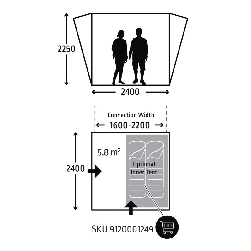 AUVENT TAILGATER FIBRE DE VERRE 240 X 240 CM - KAMPA