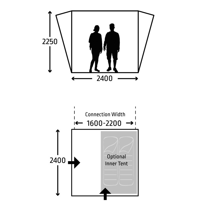 AUVENT TAILGATER FIBRE DE VERRE 240 X 240 CM - KAMPA