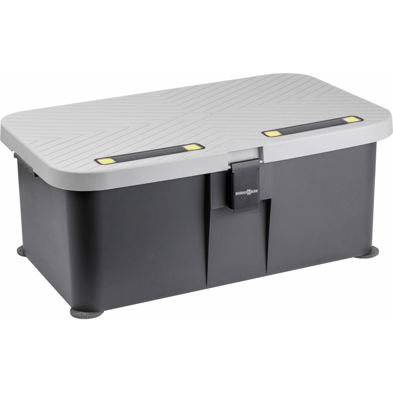 MARCHEPIED COFFRE ETANCHE AVEC ECLAIRAGE BOXSTEP GRIS BRUNNER
