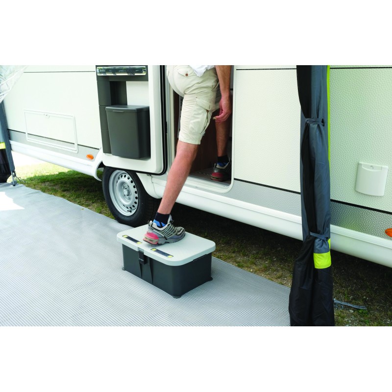 MARCHEPIED COFFRE ETANCHE AVEC ECLAIRAGE BOXSTEP GRIS BRUNNER