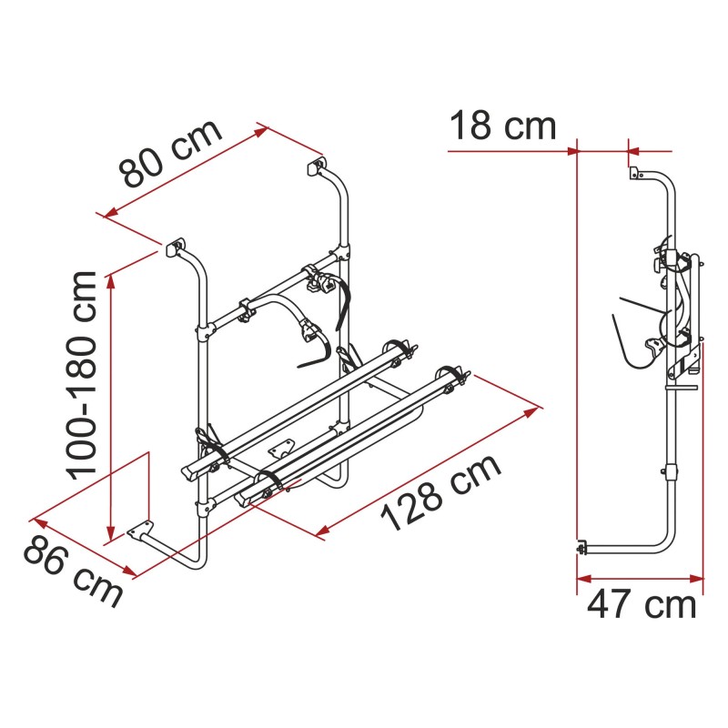 PORTE VELO CARAVAN UNIVERSAL  EMBOUTS NOIRS