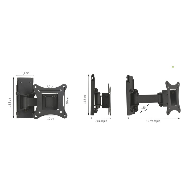 SUPPORT TV 1 BRAS 23,5 CM