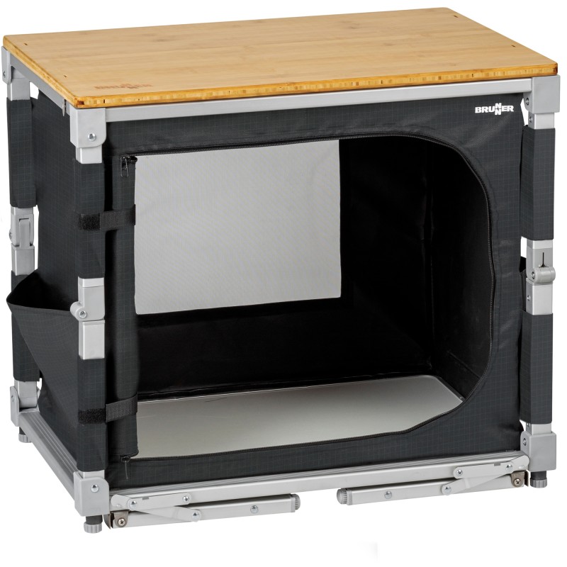 MEUBLE DE CUISINE CUBE AZABACHE 2 ETAGERES PARE-FEU AVEC PIEDS NOIR BRUNNER