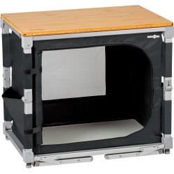 MEUBLE DE CUISINE CUBE AZABACHE 2 ETAGERES PARE-FEU AVEC PIEDS NOIR BRUNNER