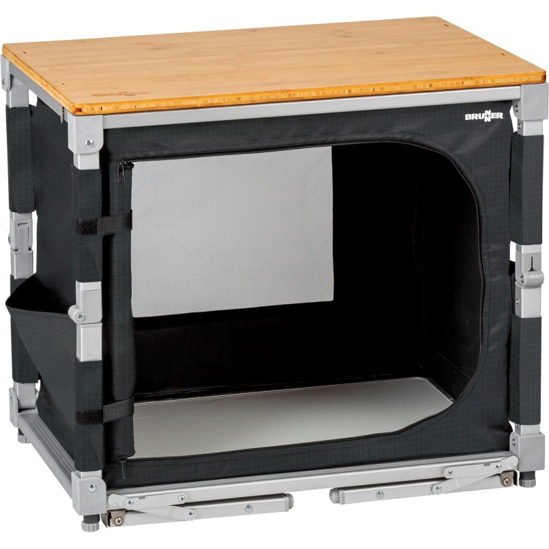 MEUBLE DE CUISINE CUBE AZABACHE 2 ETAGERES PARE-FEU AVEC PIEDS NOIR BRUNNER