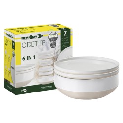 PACK VAISSELLE 6 IN 1 ODETTE BLANC 7 PIECES STONE TOUCH ANTIGLISSE BRUNNER