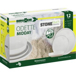 PACK VAISSELLE MIDDAY ODETTE BLANC 12 PIECES STONE TOUCH ANTIGLISSE BRUNNER