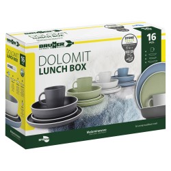 PACK VAISSELLE LUNCH BOX DOLOMIT BLEU 16 PIECES STONE TOUCH ANTIGLISSE BRUNNER