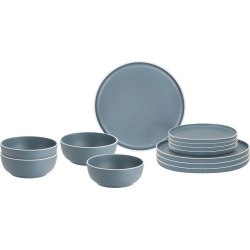 PACK VAISSELLE MIDDAY DOLOMIT BLEU 12 PIECES STONE TOUCH ANTIGLISSE BRUNNER