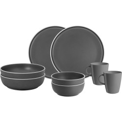 PACK VAISSELLE TETE A TETE DOLOMIT GRIS 8 PIECES STONE TOUCH ANTIGLISSE BRUNNER