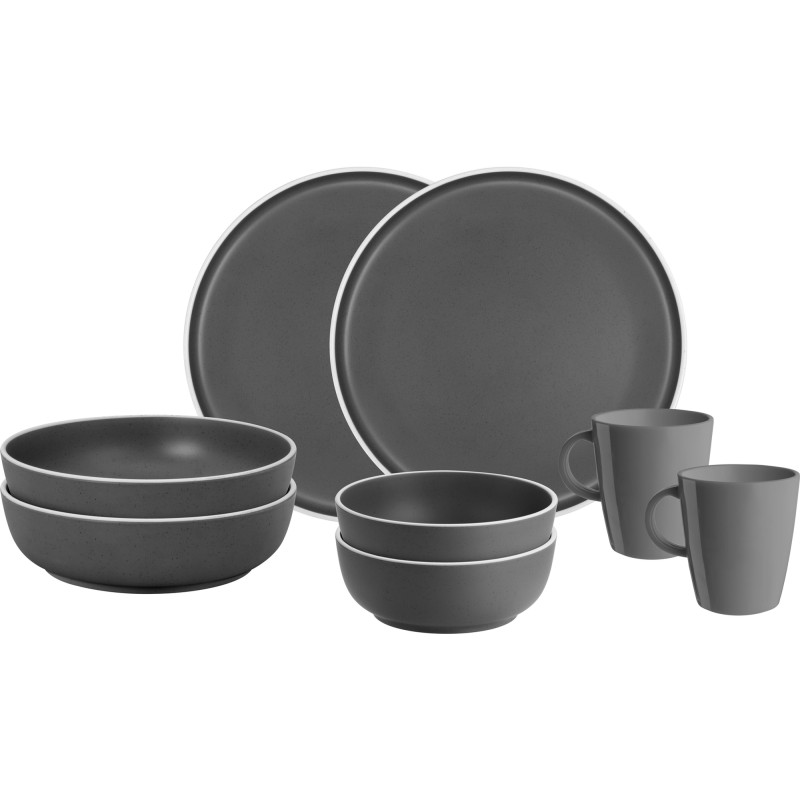 PACK VAISSELLE TETE A TETE DOLOMIT GRIS 8 PIECES STONE TOUCH ANTIGLISSE BRUNNER