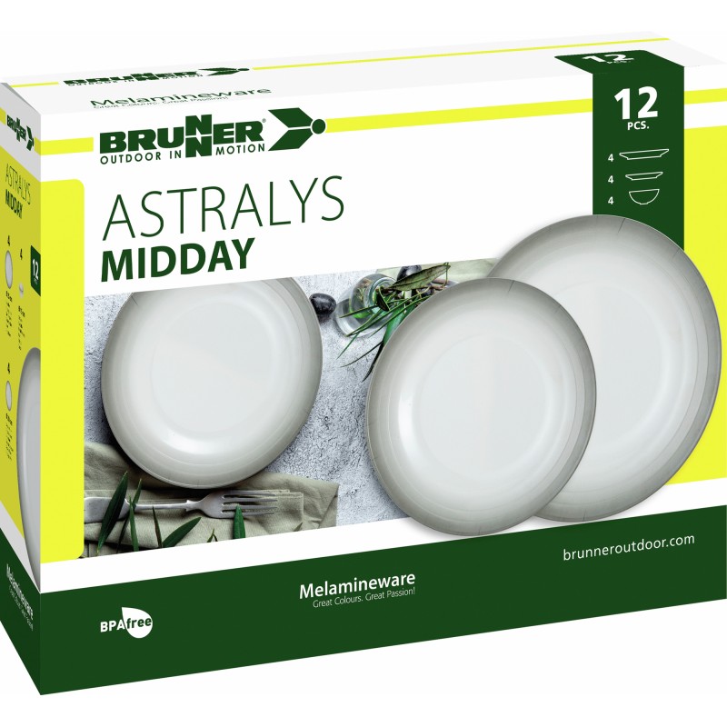 PACK VAISSELLE MIDDAY ASTRALYS 12 PIECES MELAMINE BRUNNER