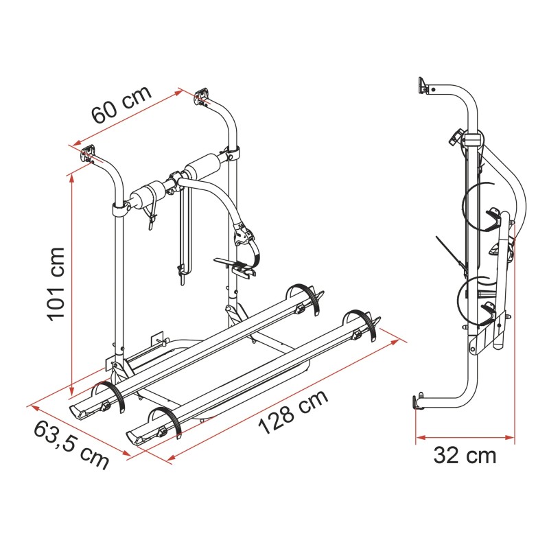 PORTE VELO CARAVAN HOBBY  EMBOUTS NOIRS
