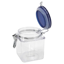 POT HERMETIQUE CARRE COUVERCLE BLEU 1L
